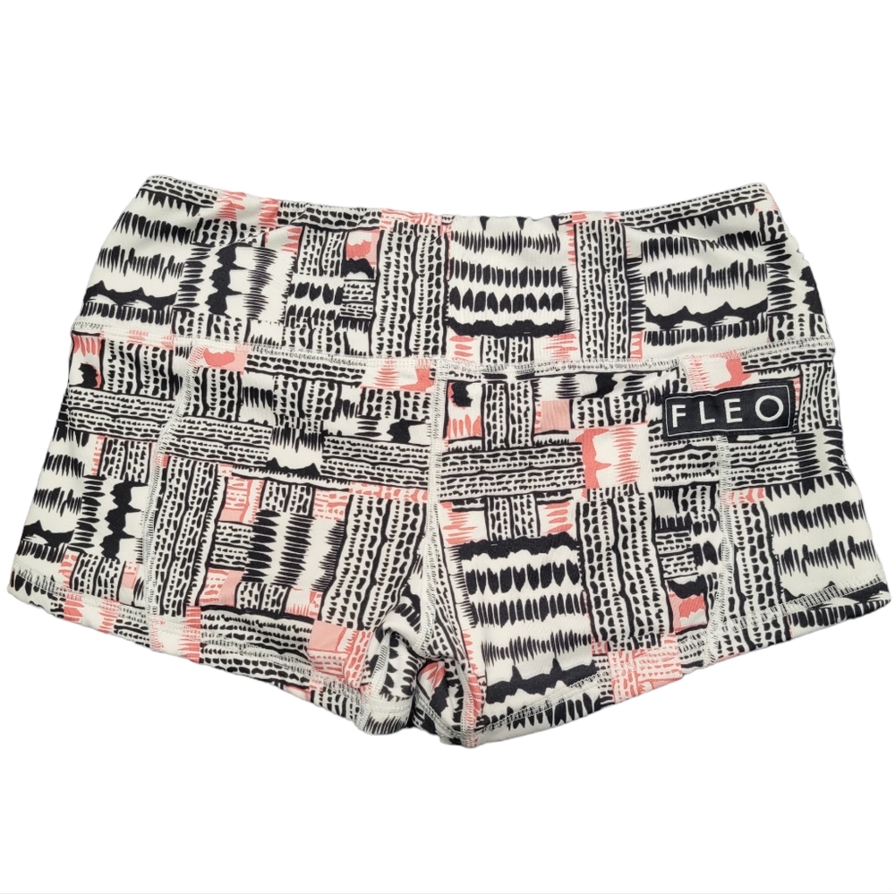 Fleo Gym Yoga Workout Exercise Stretchy Shorts Black Pink White Medium